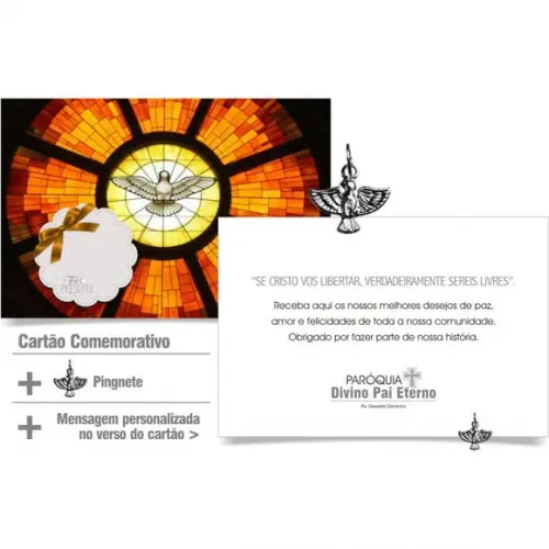 CARTÃO DE FELICITAÇÕES PERSONALIZADO + PINGENTE + ENVELOPE.