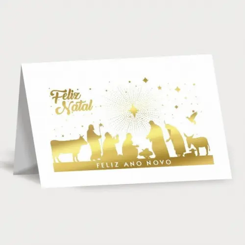 Cartão de Natal Person Branco com Dourado 30-012