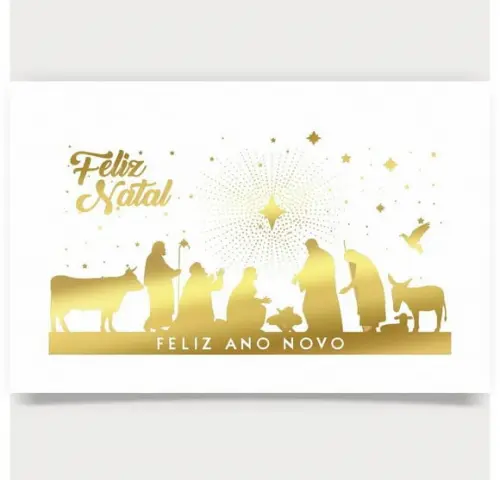 Cartão de Natal Person Branco com Dourado 30-012