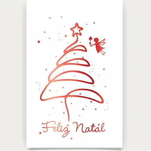 Cartão de Natal Person Branco com Hotstamp Vermelho 30-011