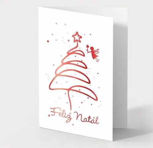 Cartão de Natal Person Branco com Hotstamp Vermelho 30-011