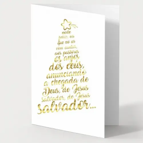 Cartão de Natal Person. Branco com Dourado 30,036