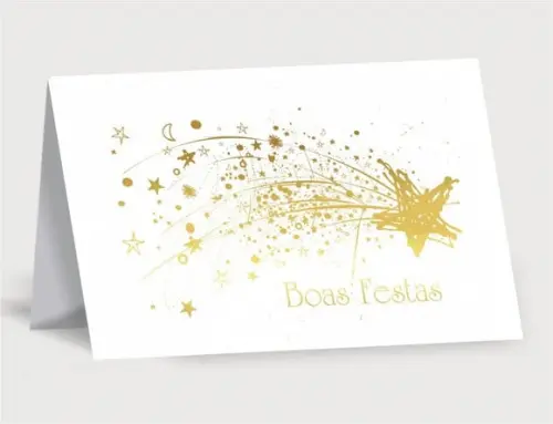 Cartão de Natal Person. com Dobra, Hotstamp Dourado 30-007