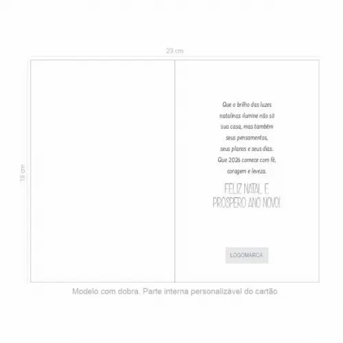 Cartão de Natal Person. com Dobra, Hotstamp Dourado 30-008