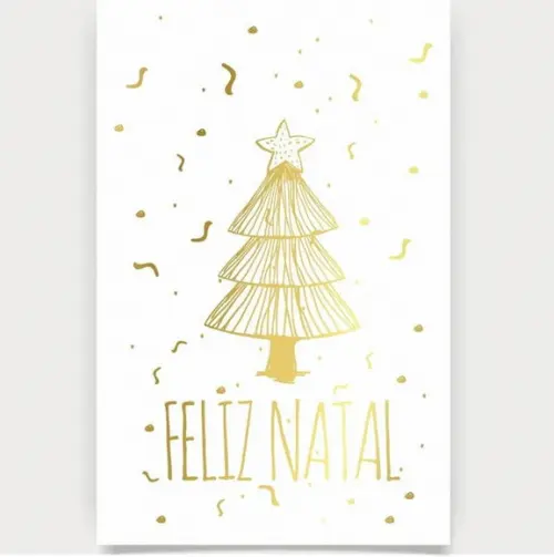 Cartão de Natal Person. com Dobra, Hotstamp Dourado 30-008