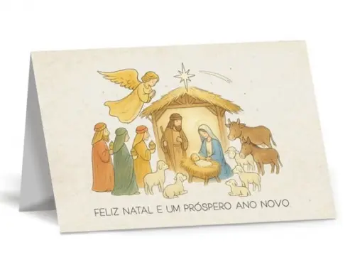 Cartão de Natal Person. com Dobra, Reciclado + Cor 40-018