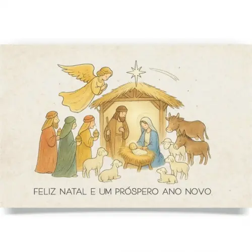 Cartão de Natal Person. com Dobra, Reciclado + Cor 40-018