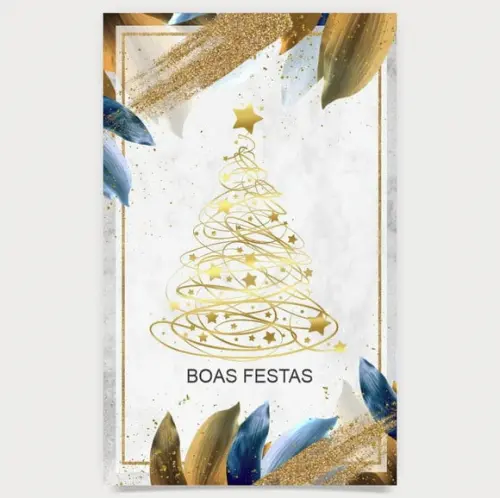 Cartão de Natal Person. Cor + Dourado Hotstamp 30-035