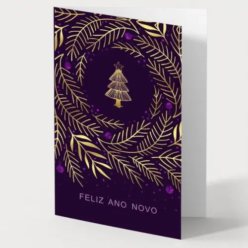 Cartão de Natal Person. Cor com Dourado Hotstamp 30-032