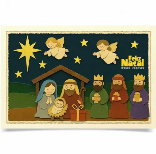 Cartão de Natal Personalizado com Dobra