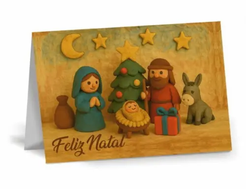 Cartão de Natal Personalizado com Dobra