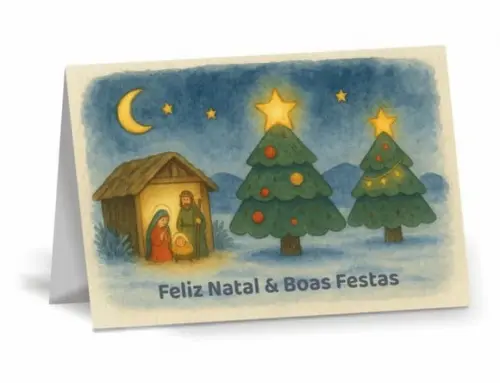 Cartão de Natal Personalizado com Dobra