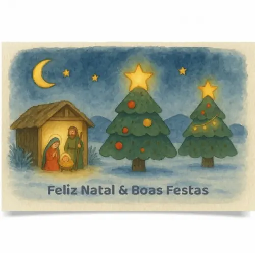 Cartão de Natal Personalizado com Dobra