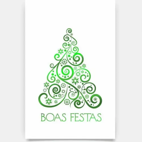 Cartão de natal personalizado com dobra, hotstamp verde