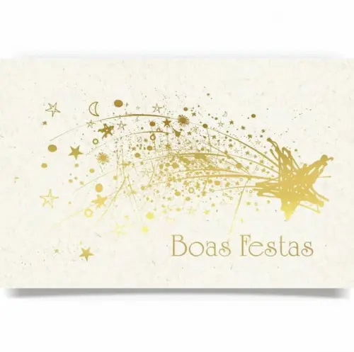 Cartão de natal personalizado com dobra, hotstamp dourado
