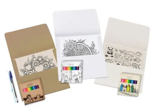 Cartão de Pintar + Lápis de Cor, Personalizados. Angelical.