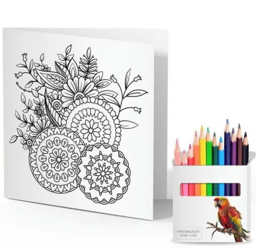 Cartão de Pintar + Lápis de Cor, Personalizados. Arara.