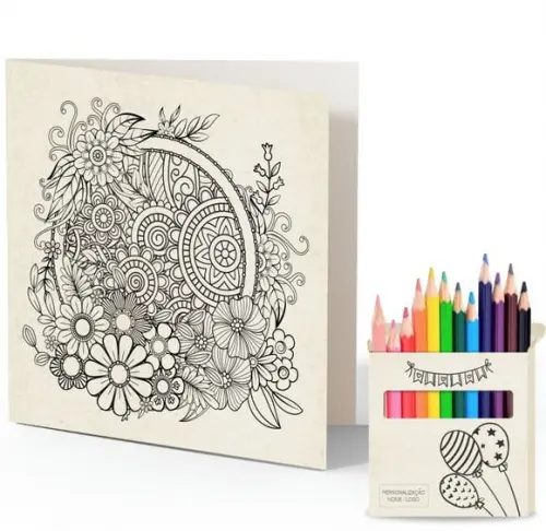 Cartão de Pintar + Lápis de Cor, Personalizados. Balões.