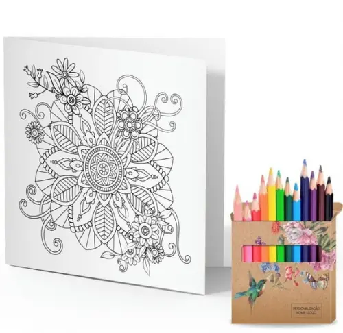 Cartão de Pintar + Lápis de Cor, Personalizados. Beija-flor.