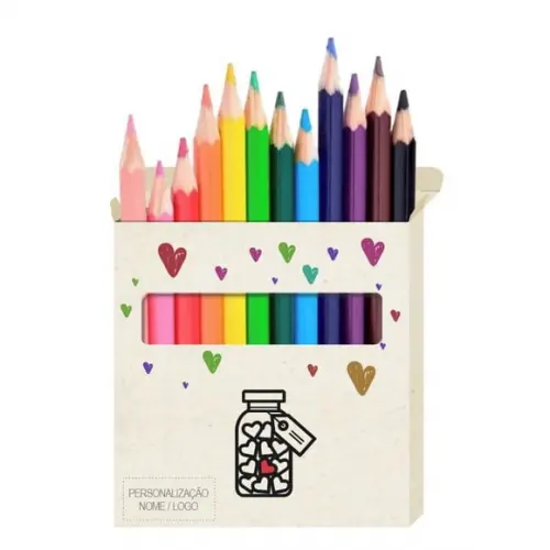 Cartão de Pintar + Lápis de Cor, Personalizados. Corações.