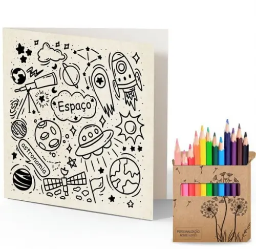 Cartão de Pintar + Lápis de Cor, Personalizados. Cor Vento