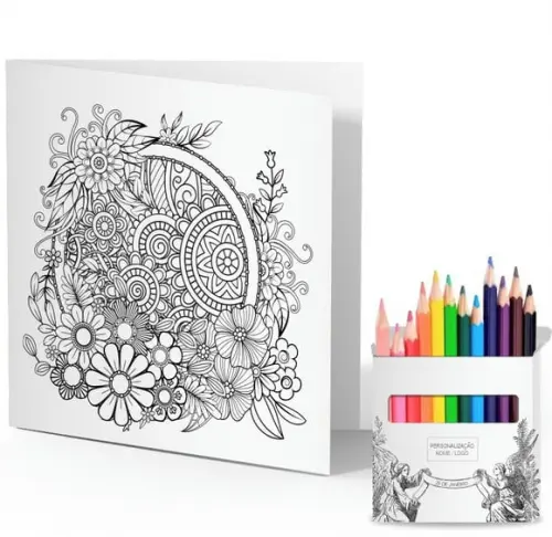 Cartão de Pintar + Lápis de Cor, Personalizados. Dois Anjos.
