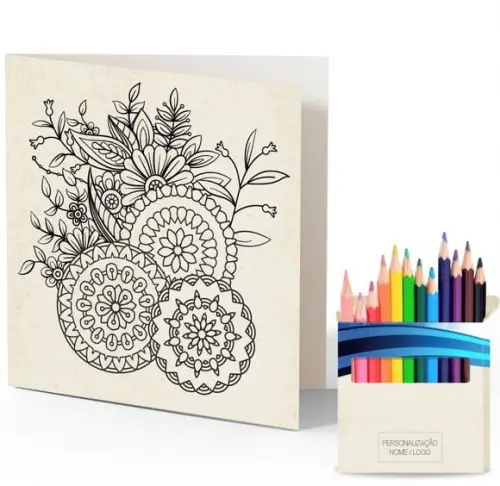 Cartão de Pintar + Lápis de Cor, Personalizados. Grafismo,