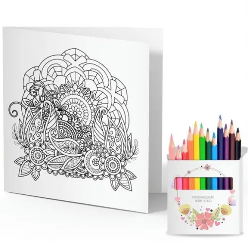 Cartão de Pintar + Lápis de Cor, Personalizados. Guirlanda.