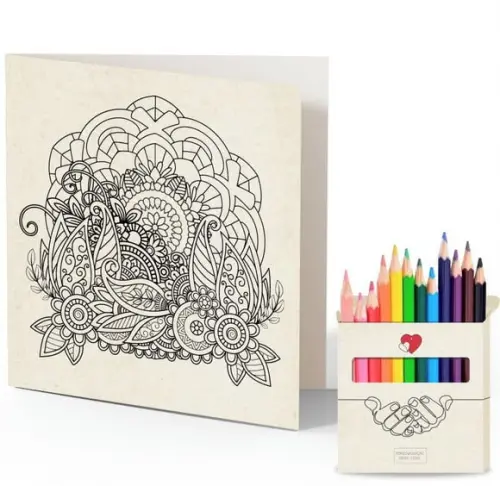 Cartão de Pintar + Lápis de Cor, Personalizados. Gratidão.