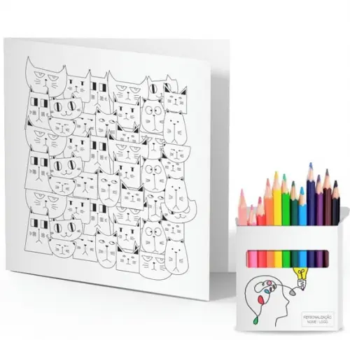 Cartão de Pintar + Lápis de Cor, Personalizados. Ideia Cor