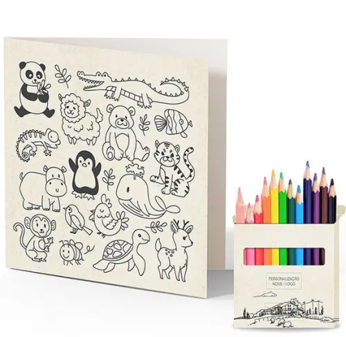 Cartão de Pintar + Lápis de Cor, Personalizados. Paisagem.