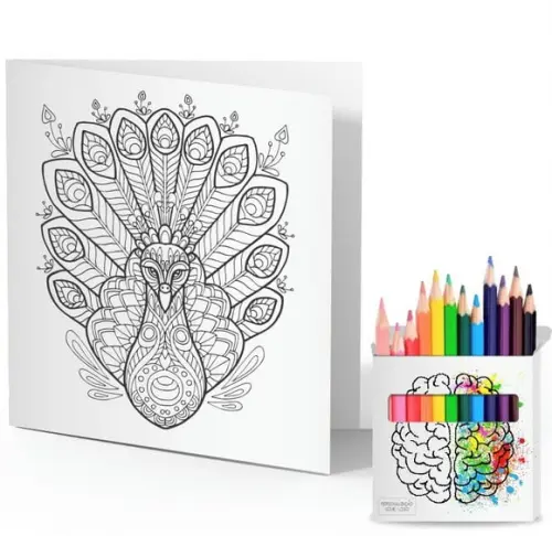 Cartão de Pintar + Lápis de Cor, Personalizados. Pensamento.