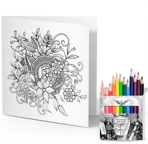 Cartão de Pintar + Lápis de Cor, Personalizados. Trindade.