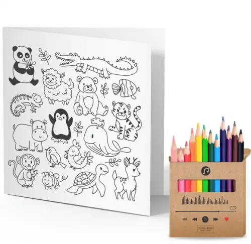Cartão de Pintar + Lápis de Cor, Personalizados. Tocador.