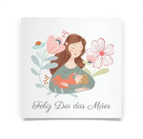 Cartão Dia das Mães, com Dobra, Quadrado. M3