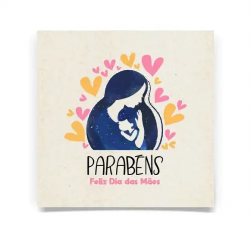 Cartão Dia das Mães, com Dobra, Quadrado. M5