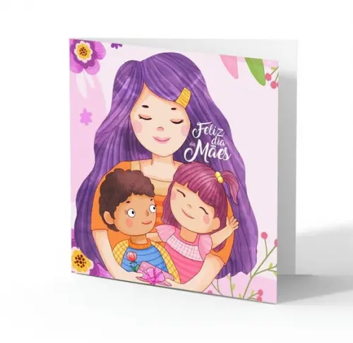 Cartão Dia das Mães, com Dobra, Quadrado. M6