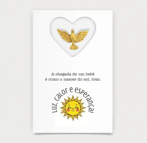 Cartão Maternidade Person c/ Aplique Divino Espírito Dourado