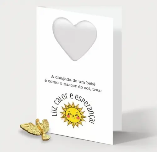 Cartão Maternidade Person c/ Aplique Divino Espírito Dourado