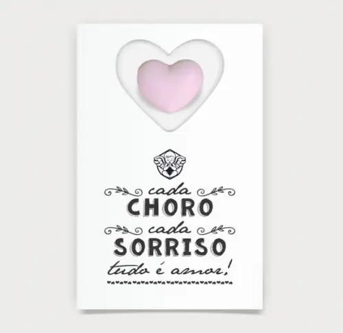 Cartão Maternidade Person. c/ Aplique Mini Coração Rosa