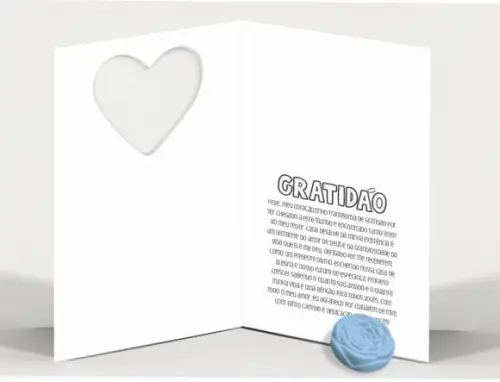 Cartão Maternidade Personalizado c/ Aplique Mini Flor Azul.
