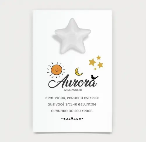 Cartão Maternidade Personalizado c/ Aplique Sabonete Estrela