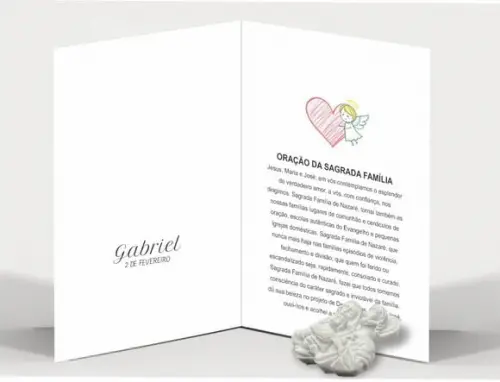 Cartão Maternidade Personalizado c/ Aplique Sagrada Família.