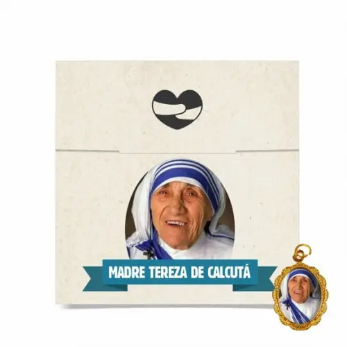 Cartão Person. + Medalhinha de Madre Tereza de Calcultá