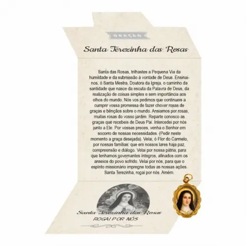 Cartão Person. + Medalhinha de Santa Terezinha das Rosas