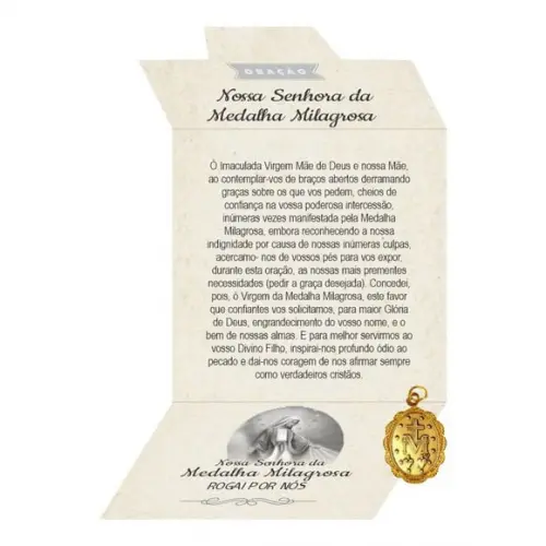 Cartão Person. + Medalhinha De N. Sra. Da Medalha Milagrosa
