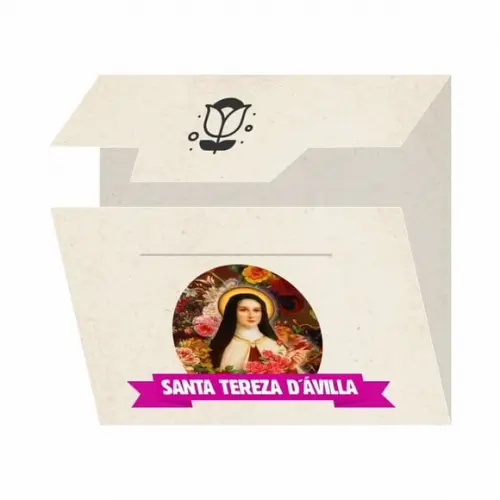 Cartão Person. + Medalhinha de Santa Terezinha das Rosas