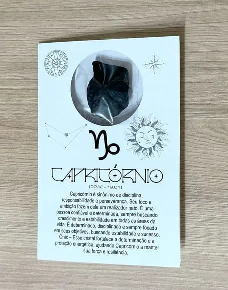 Cartão Person. Capricórnio + Ônix. Pct c/ 12 Kits.