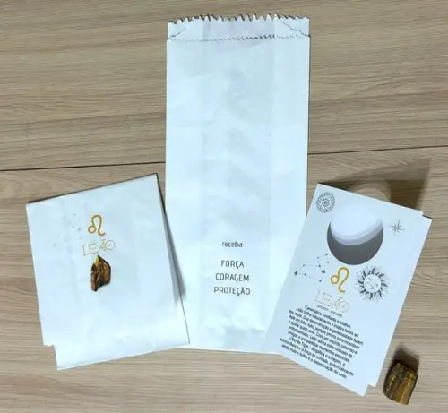 Cartão Person. Signo Leão + Olho de Tigre. Pct c/ 12 Kits