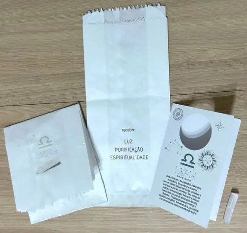 Cartão Person. Signo Libra + Selenita. Pct c/ 12 Kits.